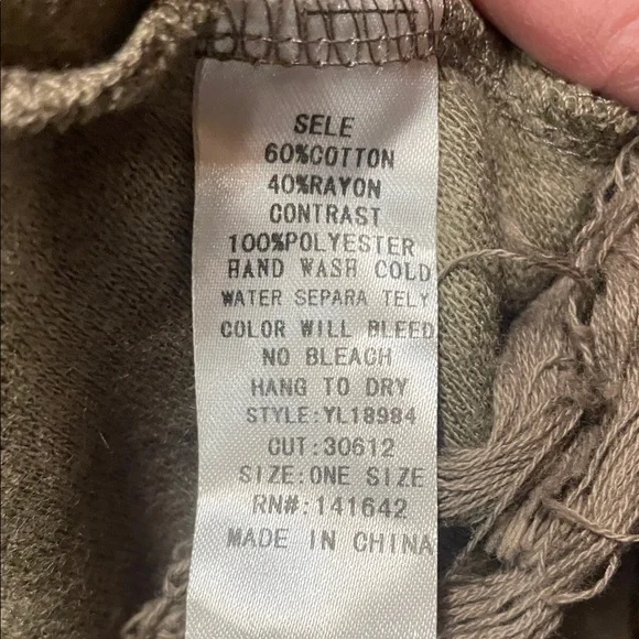 Elegant Fringe Women's Poncho in Olive - Picture 3 of 4